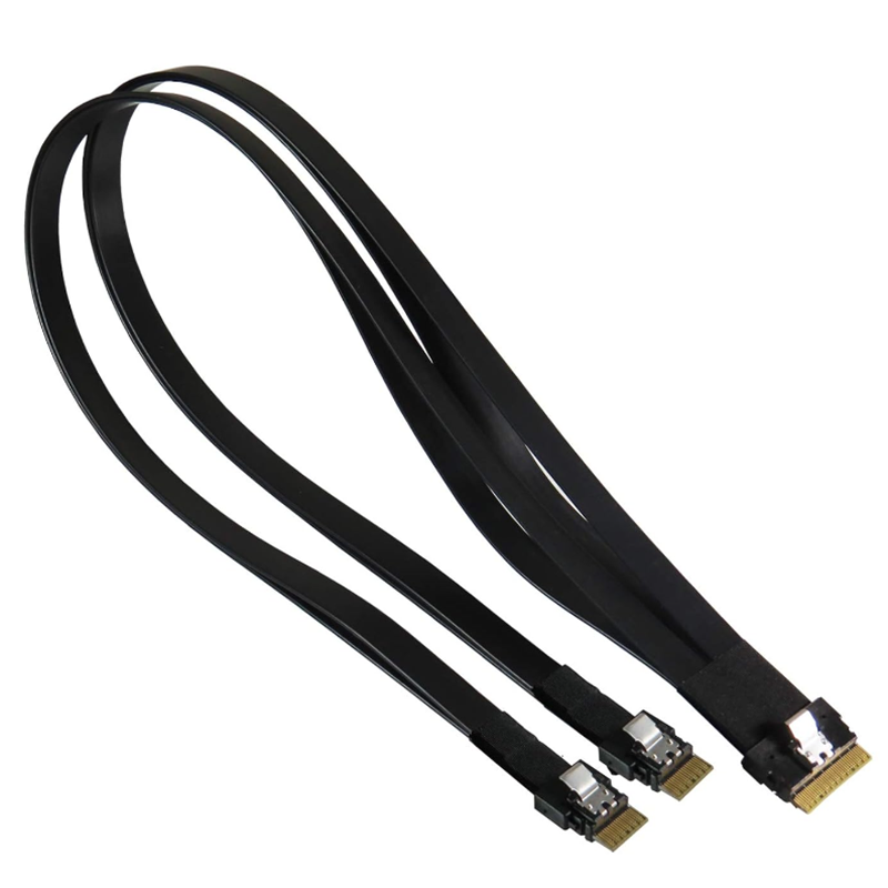 Micro SATA Cables|Slimline SAS (SFF-8654) 8i to 4i 2-Port Y-Cable – 100cm