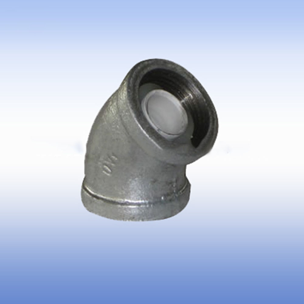 Hebei Qiao brand malleable iron pipe and fittings with plastic lining elbow 45