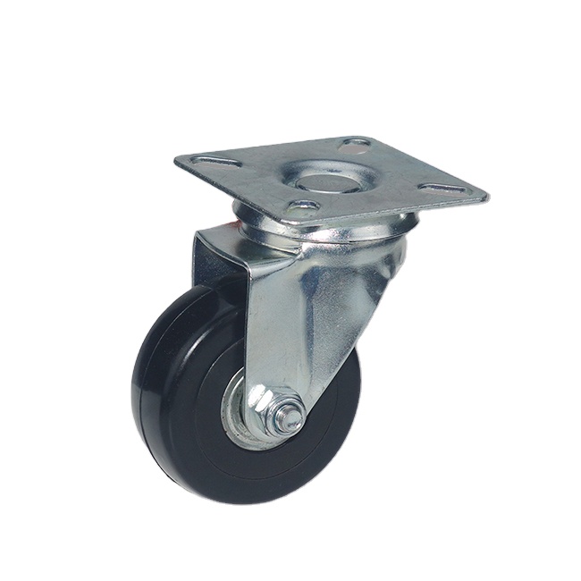 Medium Duty 2 Inch Swivel Plate Industrial PVC black Caster Trolley Wheel with Total Brake