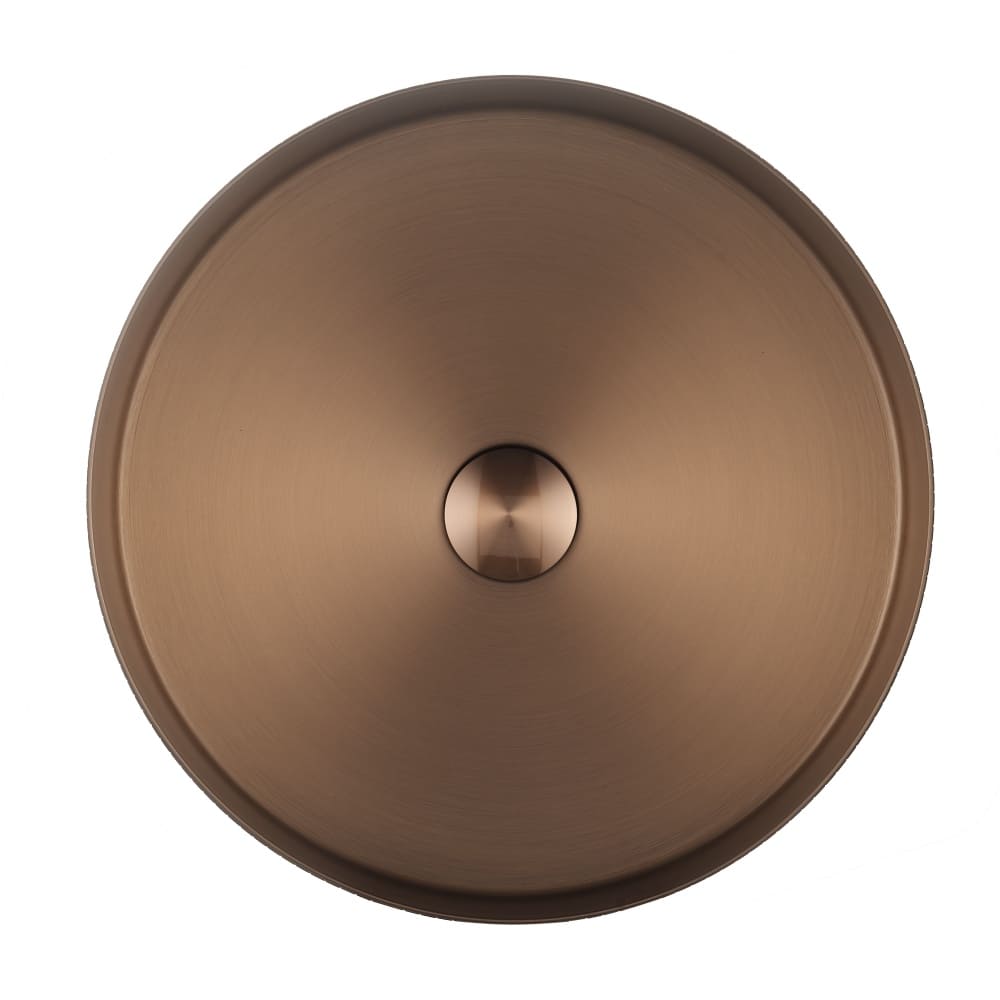 WY4040R Vessel Sink with Pop Up Drain Stopper Modern Above Counter Bathroom Sink for Home Hotel Vertical Stripe Brushed Rose Gold