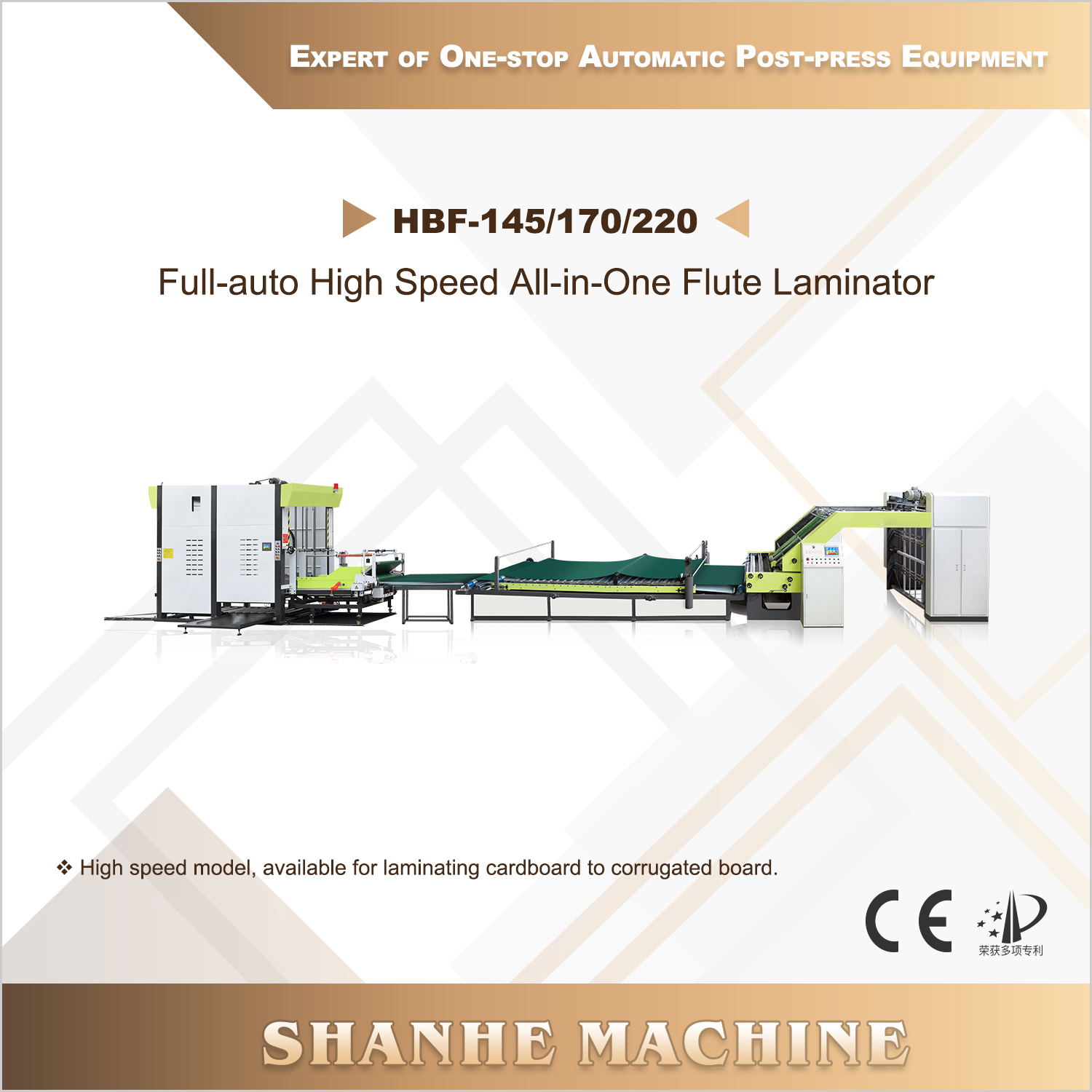 HBF-145/170/220 Full-auto High Speed All-in-One Flute Laminator