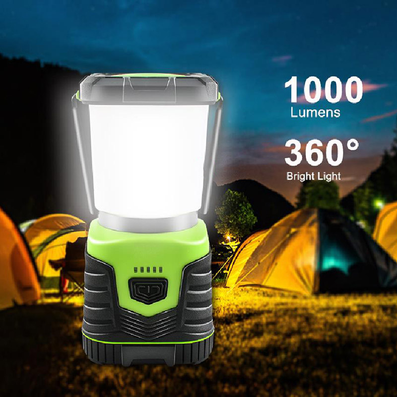 Battery Indicator Camping Lantern, Battery Powered LED with 1000LM, 4 Light Modes, Waterproof Tent Light, Perfect Lantern Flashlight for Hurricane, Emergency, Survival Kits, Hiking, Fishing, Home a...