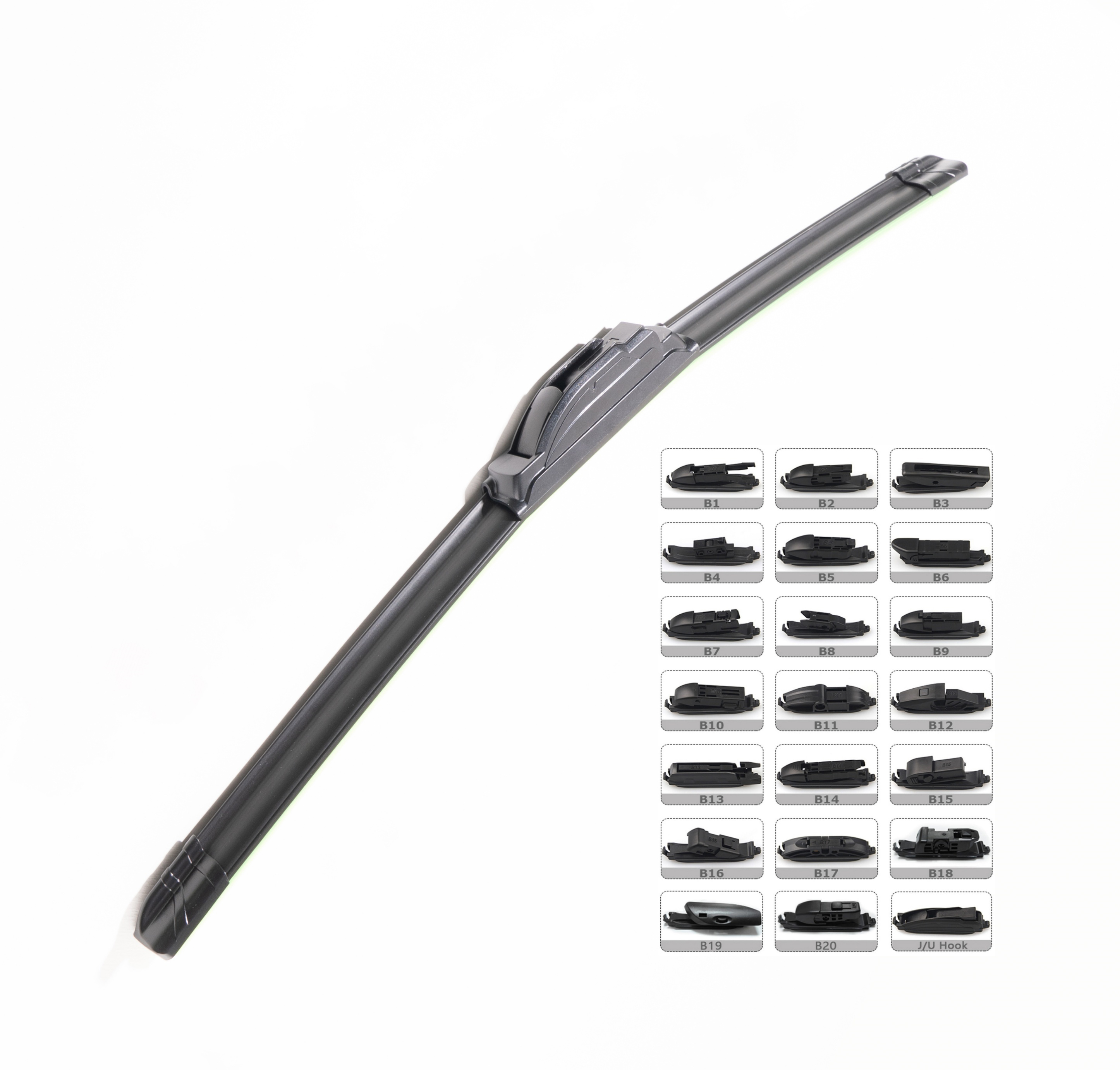 BW-197 Multiple flat Wiper Blade with 21 adapters in one base for 99% vehicles