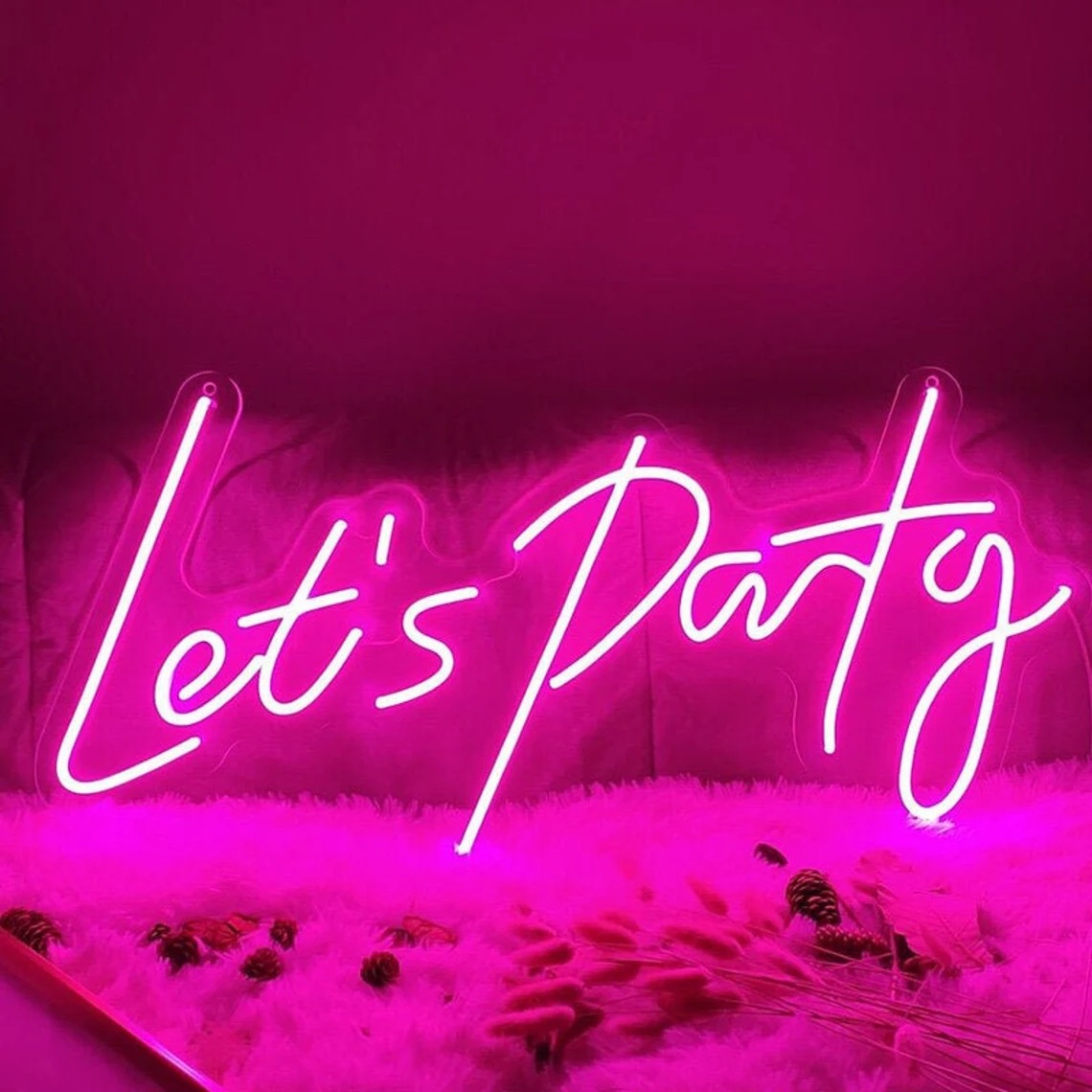 Custom RGB Neon Sign Color Changing Neon Sign Led Neon Light Custom Neon Wall Art Let’s Party Neon Sign Bedroom Neon Sign Wedding Neon